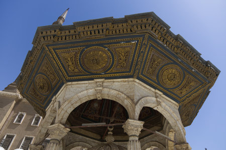 Detail of the ablution fountain in the mosque of Muhammad Ali Pasha, Egyptの写真素材