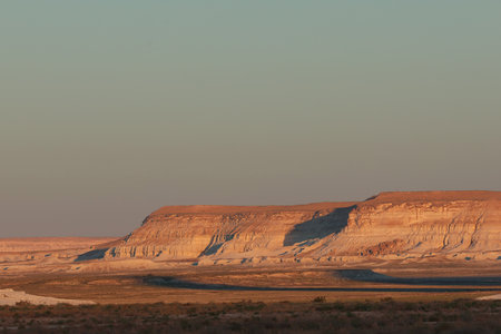 Sunset lights on the rocks of Bozjyra, Mangystauの写真素材