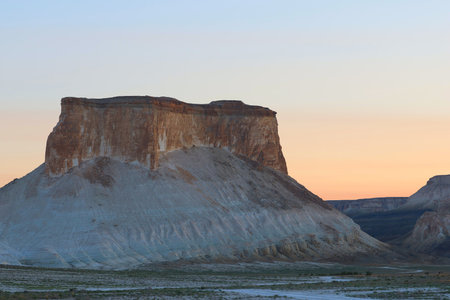 Sunset lights on the rocks of Bozjyra, Mangystauの写真素材