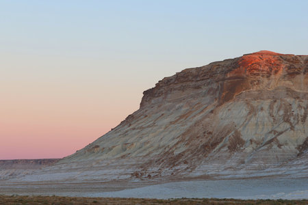 Sunset lights on the rocks of Bozjyra, Mangystauの写真素材