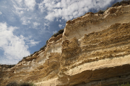Rocks on the coast of Aktau on the Caspian Sea, Kazakhstan