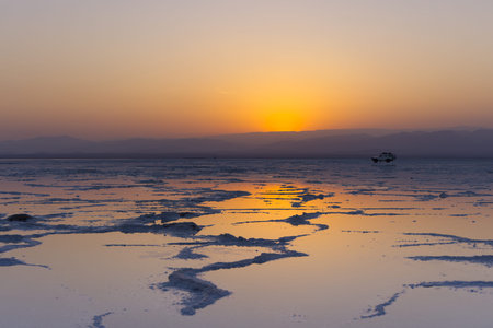 Assale Salt Lake at sunset, Ethiopia
