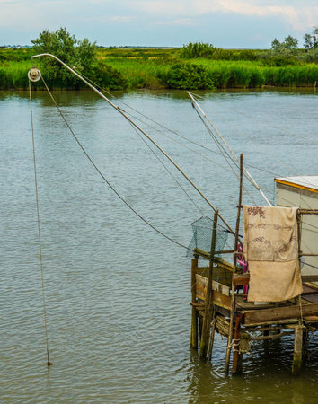 networks on the Po riverの写真素材