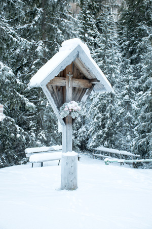Snowy Crucifixの写真素材
