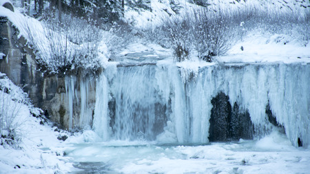 Ice waterfall in val Fiorentinaの写真素材