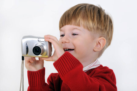 child with cameraの写真素材