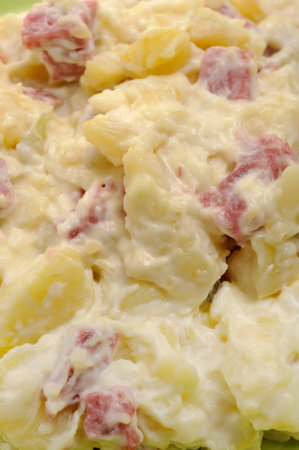 salad with potatoes and meatの写真素材