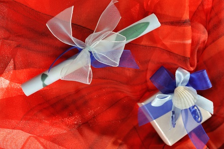 wedding invitation with a giftの写真素材