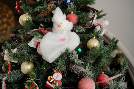 Christmas tree decorated with toysの写真素材
