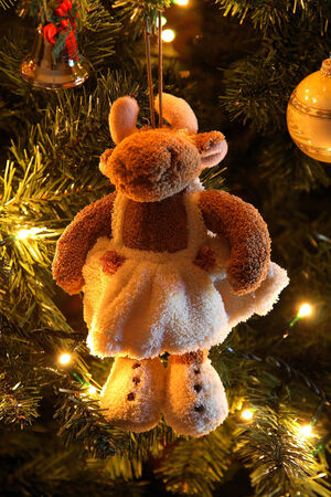 Close-up of Christmas ornaments on a Christmas treeの写真素材
