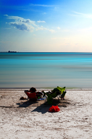 A man relaxing in a beachの写真素材