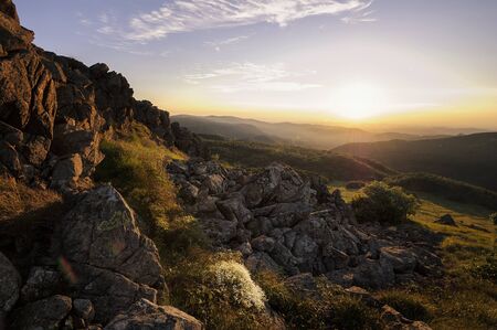 Cliffs facing the Sun - Geopark del Beigua, UNESCO protected, Savona Province, Liguria, Italy, Europeの写真素材