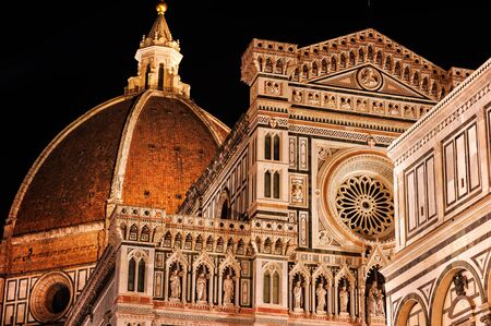 Cathedral Santa Maria of the Flowers and the Baptistery, Piazza del Duomo, Florence, Tuscany, Italy, Europe.の写真素材