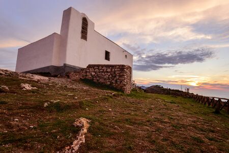 Lovely Golden Hours Lights on San Costanzo Church, Punta Campanella, Amalfi coast, Province of...
