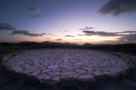 Wide view from Kypriotianika toward the East of the Island, Kythira, Cyclades, Ionan and Mediterranean Sea, Greece, Europe.の写真素材