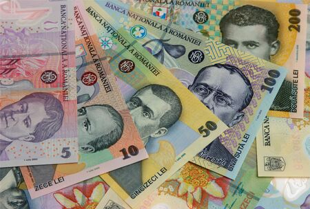 Romanian banknotes, close-up
