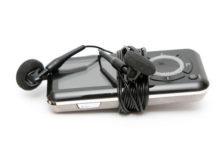 Mp3 player with headphonesの写真素材