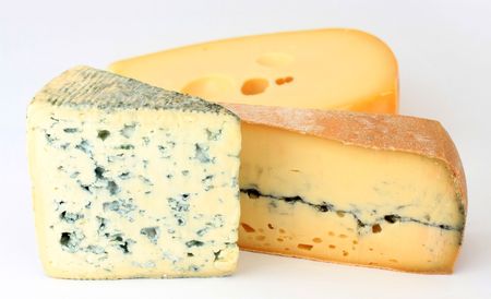 Three varieties of french cheeseの写真素材