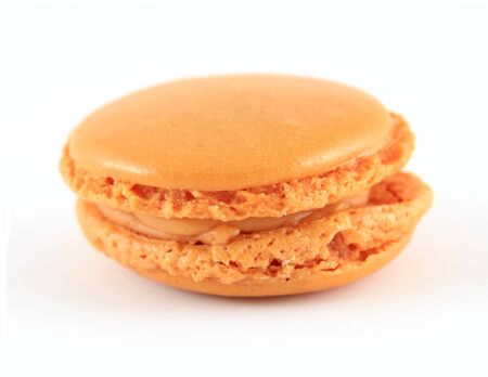 Single french macaron, isolated on whiteの写真素材