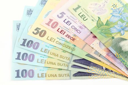 Romanian banknotes, close-upの写真素材