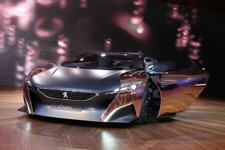 The Peugeot Onyx Concept displayed at the 2012 Paris Motor Show on September 30, 2012 in Parisのeditorial素材