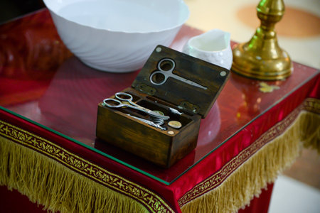 Basic equipment for the holy rite of baptismの写真素材