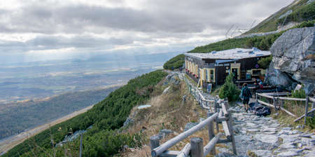 Tatranska Lomnica, Slovakia - October 20, 2019 : Alpine chalet Skalnata chata in High Tatras mountains. Mountain hut near the Lomnicky peak. Tatranska Lomnica. Slovakia.のeditorial素材