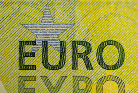Detail of a 100 euros banknote. Money. Finance. Close up. Selective focus.の写真素材