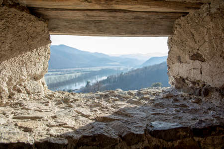 Ruins of medieval gothic castle Reviste. Revistske Podzamcie castle. Slovakia.の写真素材
