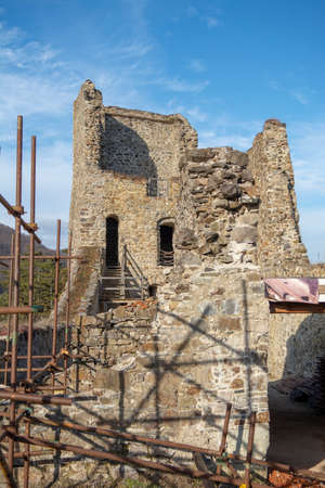 Ruins of medieval gothic castle Reviste. Revistske Podzamcie castle. Slovakia.の写真素材