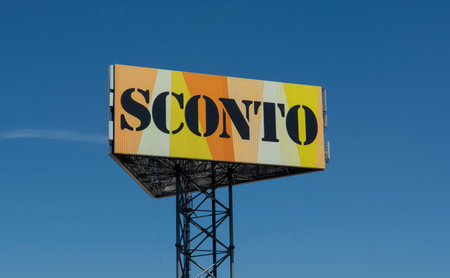 Bratislava, Slovakia - August, 4, 2022 : Sconto furniture store. Sconto is a German retail company in the furniture industry.のeditorial素材