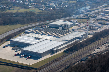Nova Bana, Slovakia - March, 7, 2021 : Cortizo Slovakia. Cortizo is leader on manufacturing and distribution of aluminum and PVC systems and profiles for industry and architects.のeditorial素材