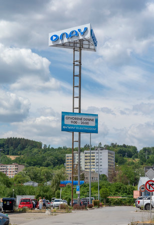 Banska Bystrica, Slovakia - July, 16, 2022 : Nay elektrodom (Nay electronics). NAY is the largest specialised retail seller of electronics in Slovakia.のeditorial素材