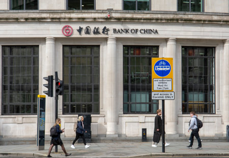 London, UK - May, 9, 2023 : London branch of the Bank of China. The BOC is a Chinese state-owned commercial bank, the fourth largest bank in the world.のeditorial素材