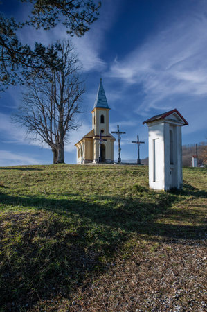 Neo-Gothic Chapel of the Sacred Heart of Jesus. Calvary in Zarnovica. Slovakia.の写真素材