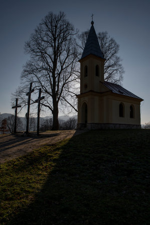 Neo-Gothic Chapel of the Sacred Heart of Jesus. Calvary in Zarnovica. Slovakia.の写真素材