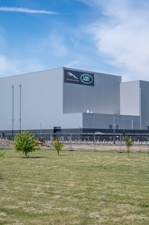 Nitra, Slovakia - May , 13, 2024 : Jaguar Land Rover manufacturing plant in Nitra. JLR production facility. Slovakia.のeditorial素材