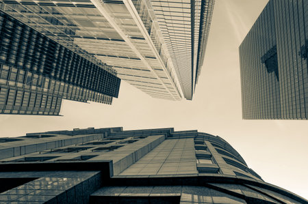 London skyline, office buildings in the city financial business district. Modern city building architecture with glass fronts. London. UK.の写真素材
