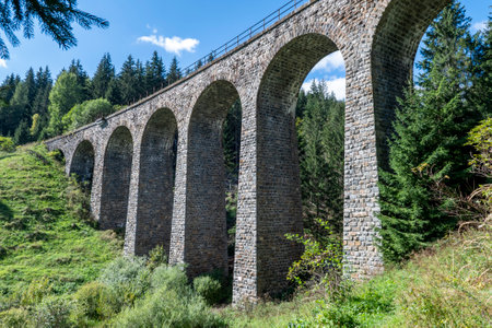 The Chmarossky Viaduct at Telgart village. Technical monument railroad bridge. Slovakia.の写真素材