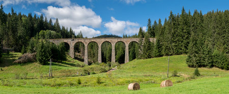 The Chmarossky Viaduct at Telgart village. Technical monument railroad bridge. Slovakia.の写真素材