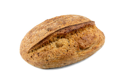 Homemade sourdough bread isolated on white background.の写真素材