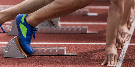 sprint start in track and fieldの写真素材