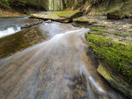 waterfall in canyon StrÃ¼mpfelbach in the Swabian-Franconian Forest in Germany