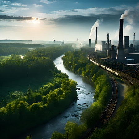 landscape river drone viewの素材