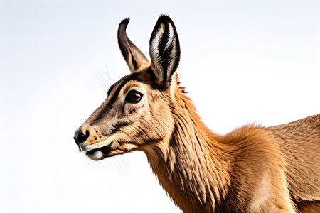 chamois portrait on pure white backgroundの素材