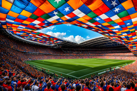 abstract digital soccer football arena compositionの素材