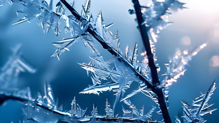 ice crystals on a window as backgroundの素材