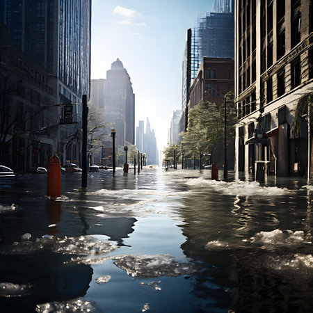 Flooding in the city as a symbol of climate changeの素材