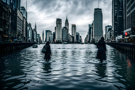 Flooding in the city as a symbol of climate changeの素材