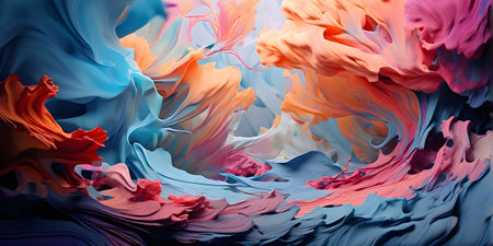 surreal landscape with digital brush strokes intertwining with watercolorの素材